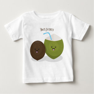 Niedlicher Kawaii Kokosnuss Cartoon Illustration Baby T-shirt