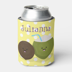 Niedlicher Kawaii Kokosnuss Cartoon Illustration Dosenkühler