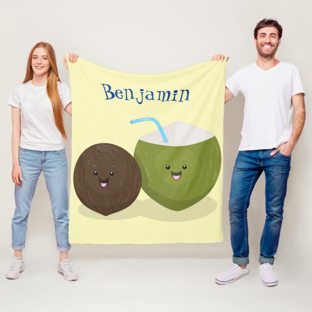 Niedlicher Kawaii Kokosnuss Cartoon Illustration Fleecedecke (Beispiel)