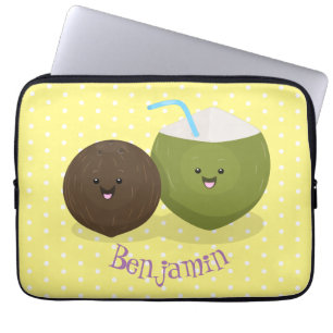 Niedlicher Kawaii Kokosnuss Cartoon Illustration Laptopschutzhülle