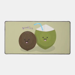 Niedlicher Kawaii Kokosnuss Cartoon Illustration Schreibtischunterlage