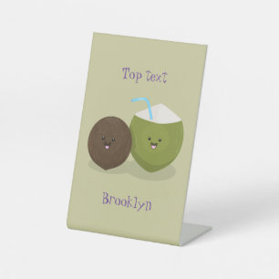 Niedlicher Kawaii Kokosnuss Cartoon Illustration Sockelschild