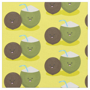 Niedlicher Kawaii Kokosnuss Cartoon Illustration Stoff