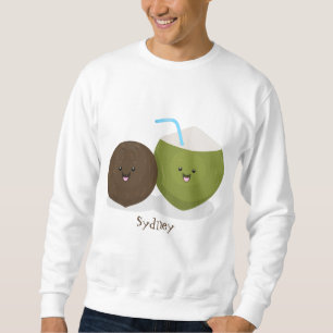 Niedlicher Kawaii Kokosnuss Cartoon Illustration Sweatshirt