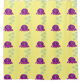 Niedlicher Kawaii-Lila Quallen mit Blauer Blauer B Duschvorhang