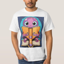 Niedlicher Kawaii Octopus T - Shirt zum Lesen von