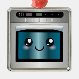 Niedlicher Kawaii Ofen - Kochs-u. Bäcker-Geschenk Silbernes Ornament