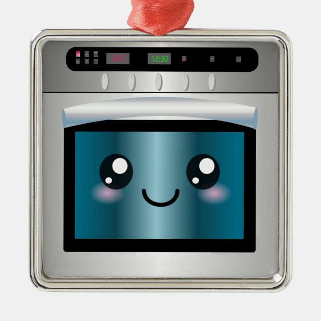 Niedlicher Kawaii Ofen - Kochs-u. Bäcker-Geschenke Silbernes Ornament (Vorne)