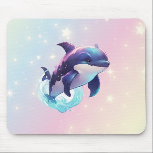 Niedlicher Kawaii Orca Killer Whale Pink und Blau Mousepad