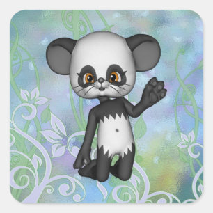 Niedlicher Kawaii Panda Bear Square Sticker