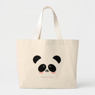 Niedlicher Kawaii-Panda  Geben Sie Ihren Namen Tot Jumbo Stoffbeutel
