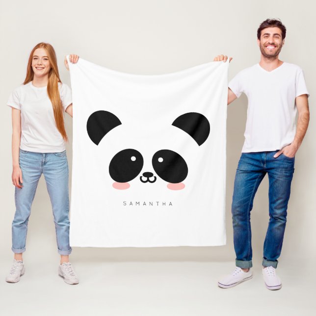 Niedlicher Kawaii-Panda| Name hinzufügen Fleecedecke (Beispiel)