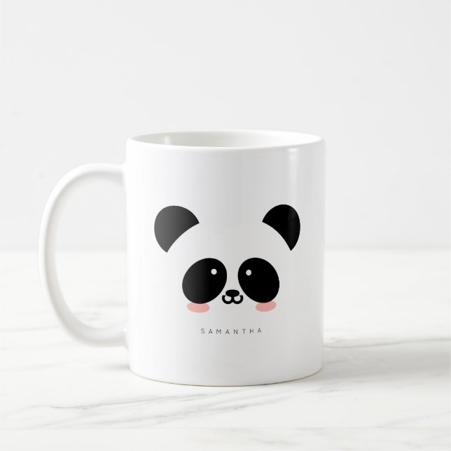 Niedlicher Kawaii-Panda| Name hinzufügen Kaffeetasse (Links)