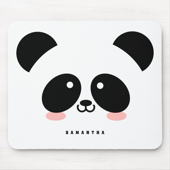 Niedlicher Kawaii-Panda| Name hinzufügen Mousepad (Vorne)
