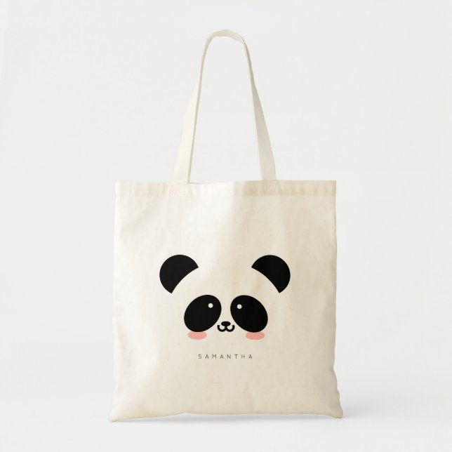 Niedlicher Kawaii-Panda| Name hinzufügen Tragetasche (Vorne)