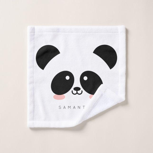 Niedlicher Kawaii-Panda| Name hinzufügen Waschlappen (Waschlappen)