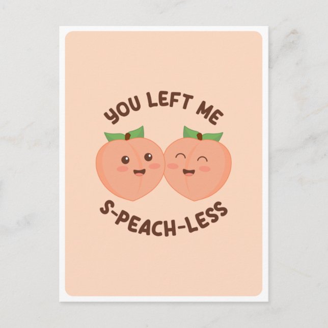 Niedlicher Kawaii Peach Couple Food Puff Liebe Zit Postkarte (Vorderseite)