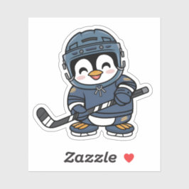 Niedlicher Kawaii Penguin im Hockey Outfit Spaß Sp Aufkleber