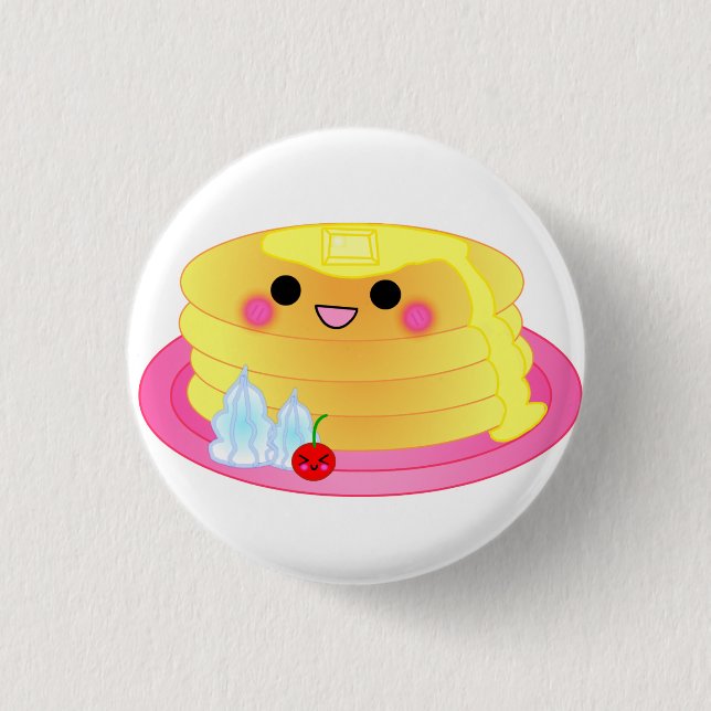 niedlicher kawaii Pfannkuchen Button (Vorderseite)