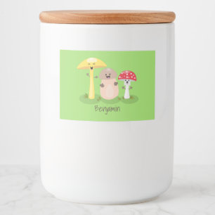 Niedlicher Kawaii-Pilzpilz Lebensmitteletikett