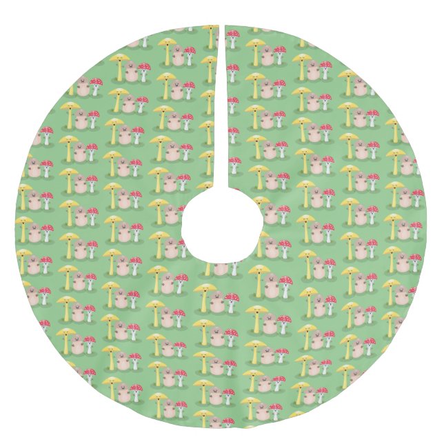 Niedlicher Kawaii-Pilzpilz Polyester Weihnachtsbaumdecke (Vorderseite)