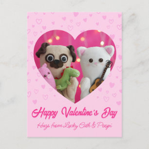 Niedlicher Kawaii Pink Pastel Herz Valentinstag Feiertagspostkarte