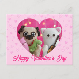 Niedlicher Kawaii Pink Pastel Herz Valentinstag Feiertagspostkarte