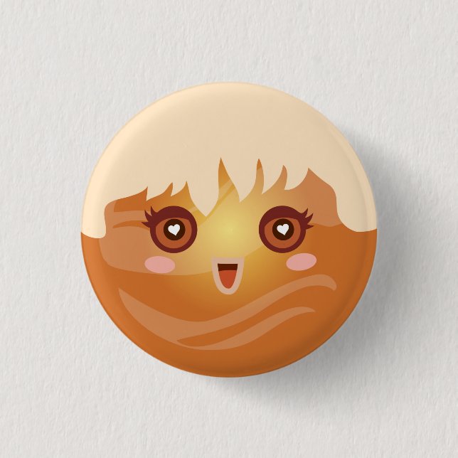 Niedlicher Kawaii Planeten-Venus-Charakter Button (Vorderseite)