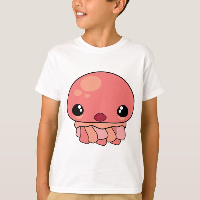 Niedlicher Kawaii-Quallyfish-Charakter T-Shirt (Vorderseite)