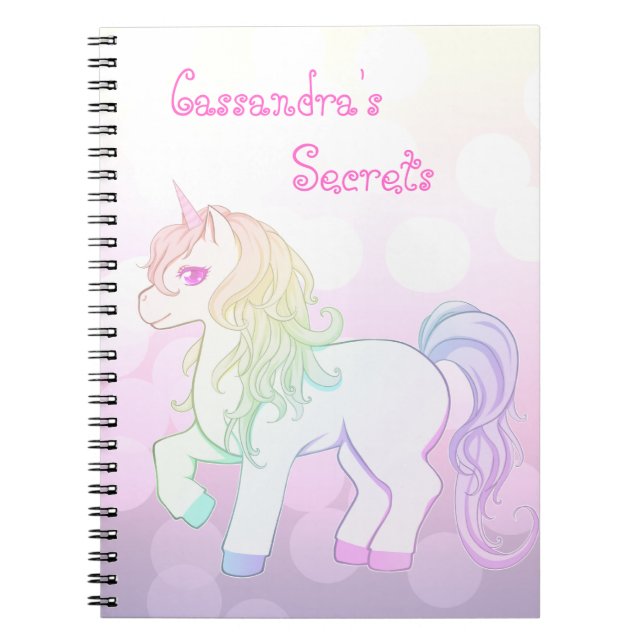 Niedlicher kawaii Regenbogen farbiges Unicornpony Notizblock (Vorderseite)