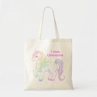 Niedlicher kawaii Regenbogen farbiges Unicornpony Tragetasche