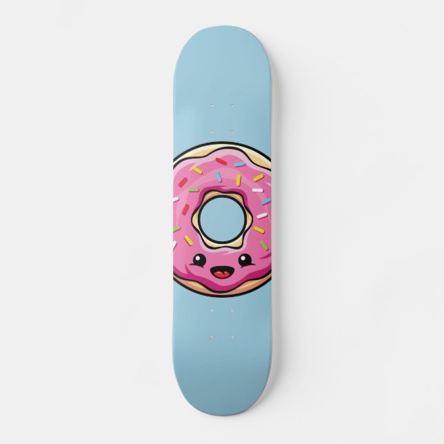 Niedlicher Kawaii-Rosa Donut Skateboard (Vorderseite)