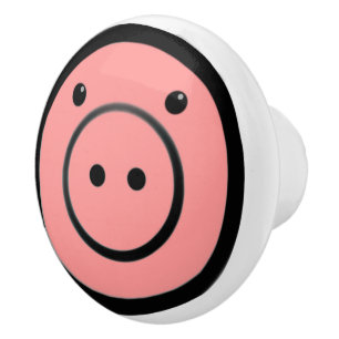 Niedlicher Kawaii Rosa Schweinefleischknopf Vorder Keramikknauf