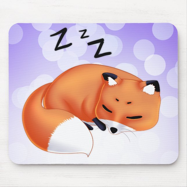 Niedlicher Kawaii SchlafenCartoonfuchs Mousepad (Vorne)