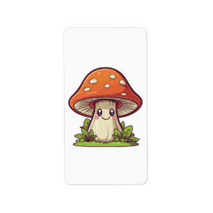 Niedlicher kawaii-Stil, Pilzforte Adressaufkleber