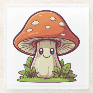 Niedlicher kawaii-Stil, Pilzforte Glasuntersetzer