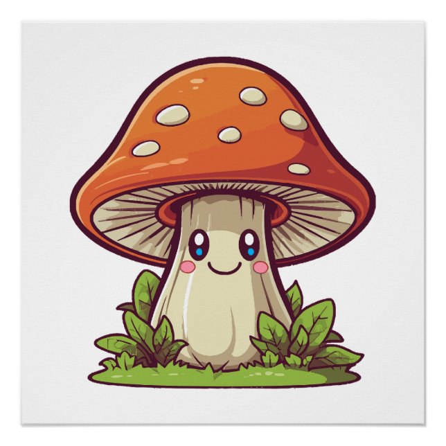 Niedlicher kawaii-Stil, Pilzforte Poster (Vorderseite)