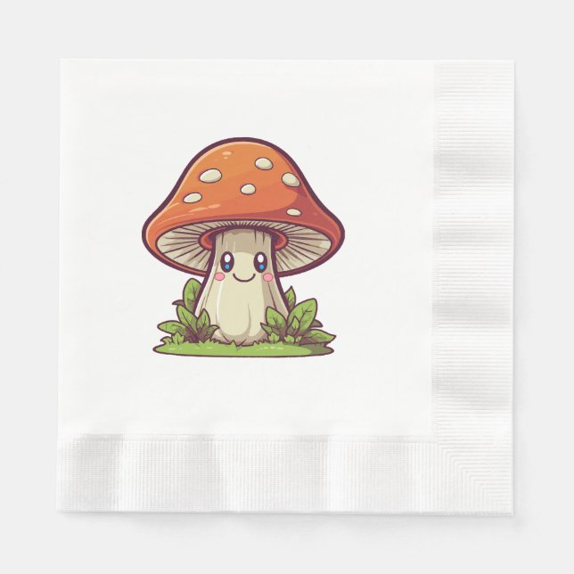 Niedlicher kawaii-Stil, Pilzforte Serviette (Vorderseite)