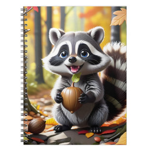 Niedlicher Kawaii-Stil Raccoon Herbsteinstellung Notizblock