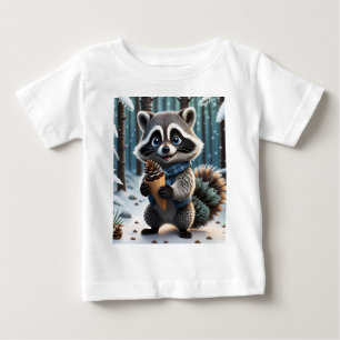 Niedlicher Kawaii-Stil Raccoon mit Pine-Creme-Kege Baby T-shirt