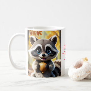 Niedlicher Kawaii-Stil Racoon mit Eichel Kaffeetasse