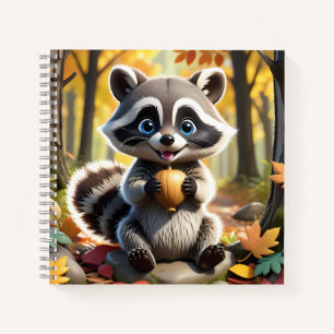 Niedlicher Kawaii-Stil Racoon mit Eichel Notizbuch