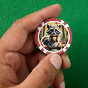 Niedlicher Kawaii-Stil Racoon mit Eichel Pokerchips