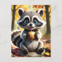 Niedlicher Kawaii-Stil Racoon mit Eichel
