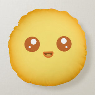 Niedlicher Kawaii Sun Charakter Rundes Kissen