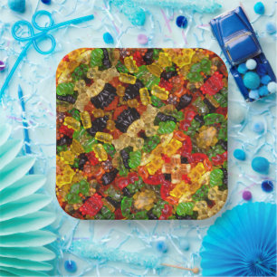 niedlicher Kawaii-Süßigkeiten bunter gummibrauner  Pappteller