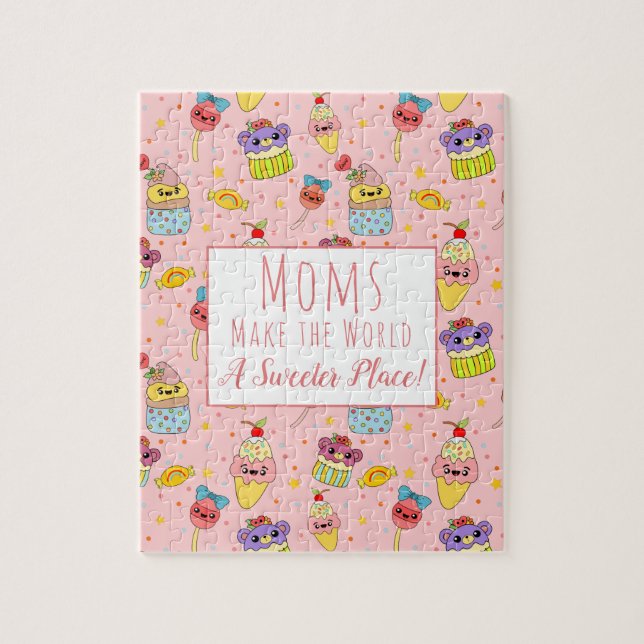 Niedlicher Kawaii Sweet Pattern Mothers Day Puzzle (Vertikal)
