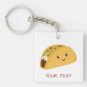 Niedlicher Kawaii Taco personalisierter Taco-Kampf Schlüsselanhänger