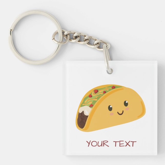 Niedlicher Kawaii Taco personalisierter Taco-Kampf Schlüsselanhänger (Vorderseite)