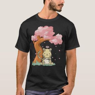 Niedlicher kawaii tiger und Sakura Cherry Blossom  T-Shirt